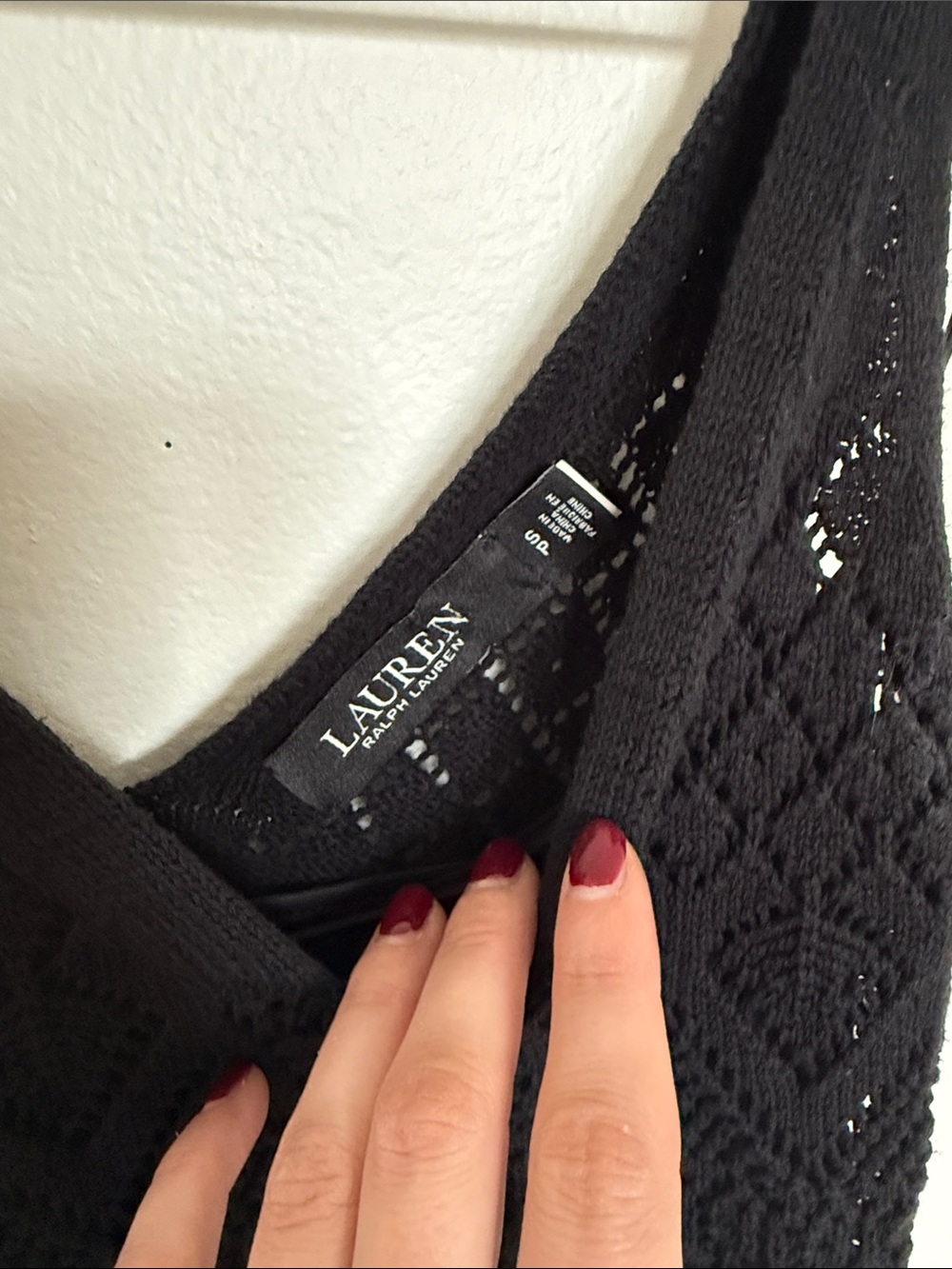 Lauren Ralph Lauren Black Crochet V-Neck Tank - Picture 2 of 3